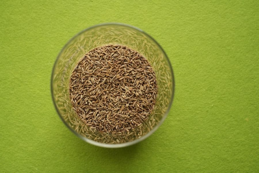Cumin seeds in a glass bowl