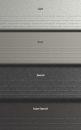The four colour categories of the Step & Riser series: Light, Dark, Special and Super Special
