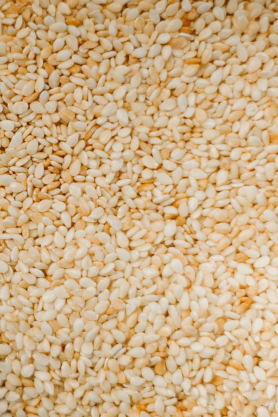A close-up of white sesame seeds